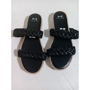 Marc Fisher LTD 'Jamiee' Espadrille Slide Sandals Braided Black Women Size 8.5